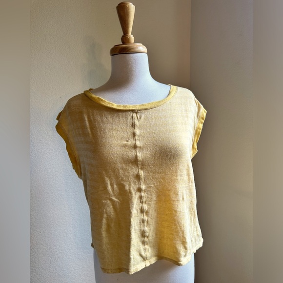Prana cap sleeve t-shirt in yellow. - Picture 1 of 2